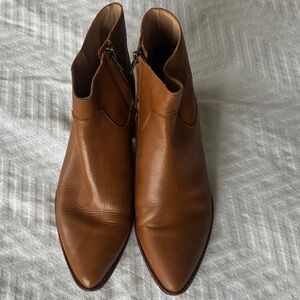 Madewell Tan Leather Ankle Boot with Side Zip